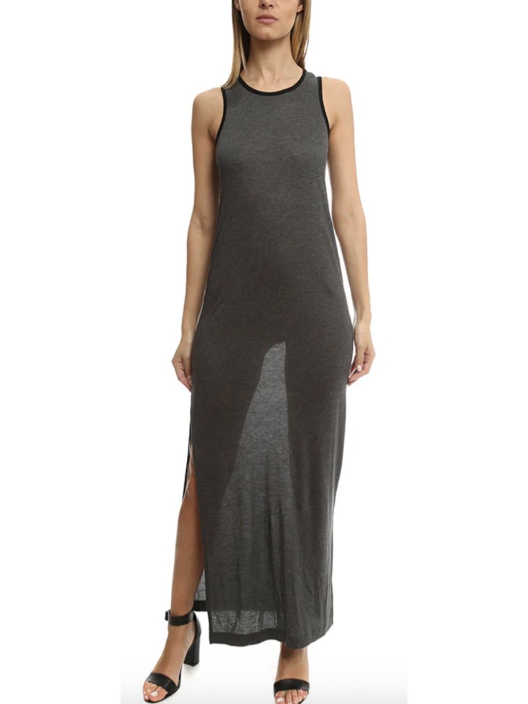 Atm Anthony Thomas Melillo Maxi Tank Dress Gray Small Minimalist Basic Stretch